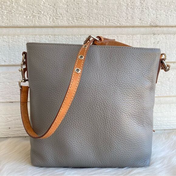 DOONEY & BOURKE Grey Leather Hobo Shoulder Bag Crossbody Tassel Lani Zip Zip - Picture 6 of 13